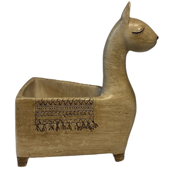 Serene Llama Peru Figurine Container Planter 7.5 inch remote control holder EUC - Picture 3 of 11